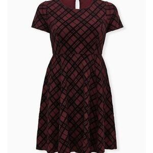 Torrid Burgundy plaid Skater Dress